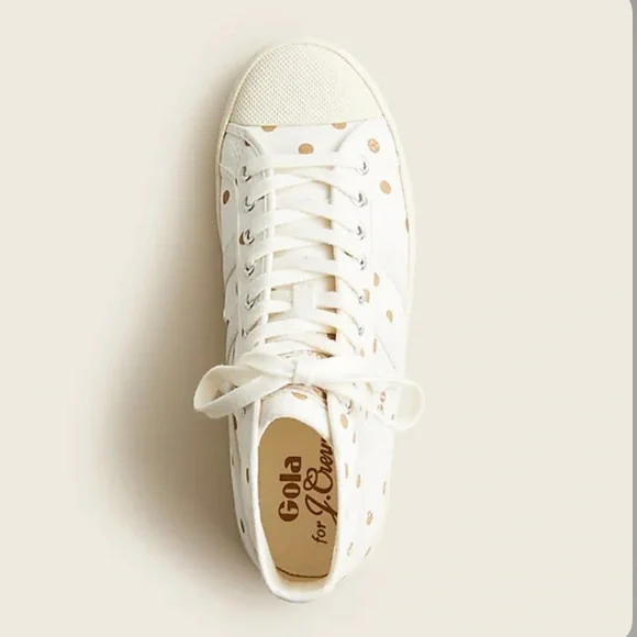 NIB Gola® for J. Crew Coaster High-Top Sneakers in Gold Polka Dot - Picture 2 of 4
